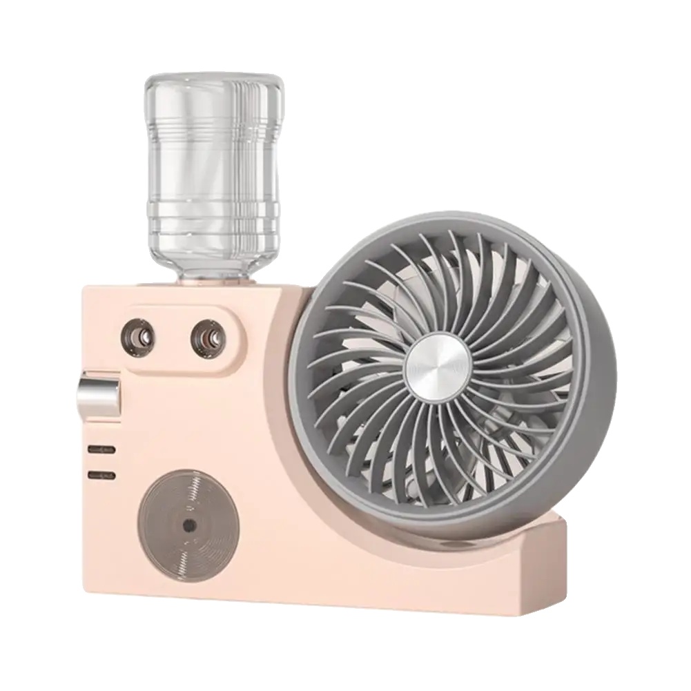 Tragbarer Nebeltischventilator, Usb Wiederaufladbar, Ultra-leiser Betrieb, Rosa