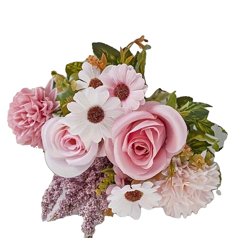 Künstlicher Rosenstrauß, Seidenblumen, Elegante Hochzeitsdekoration, Rosa
