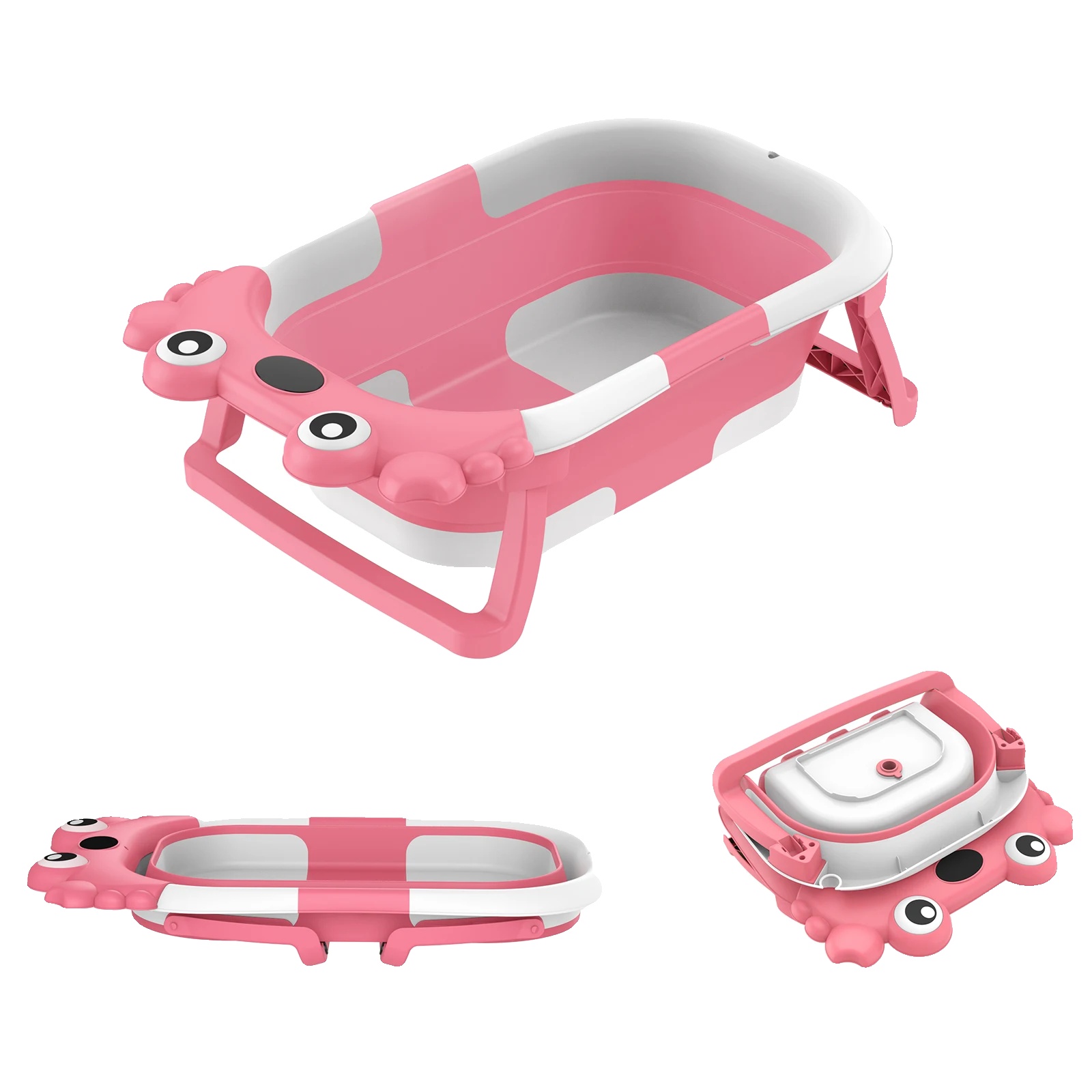 Babybadewanne, Temperaturüberwachung, Zusammenklappbares Design, Krabbenform Pink(pf)