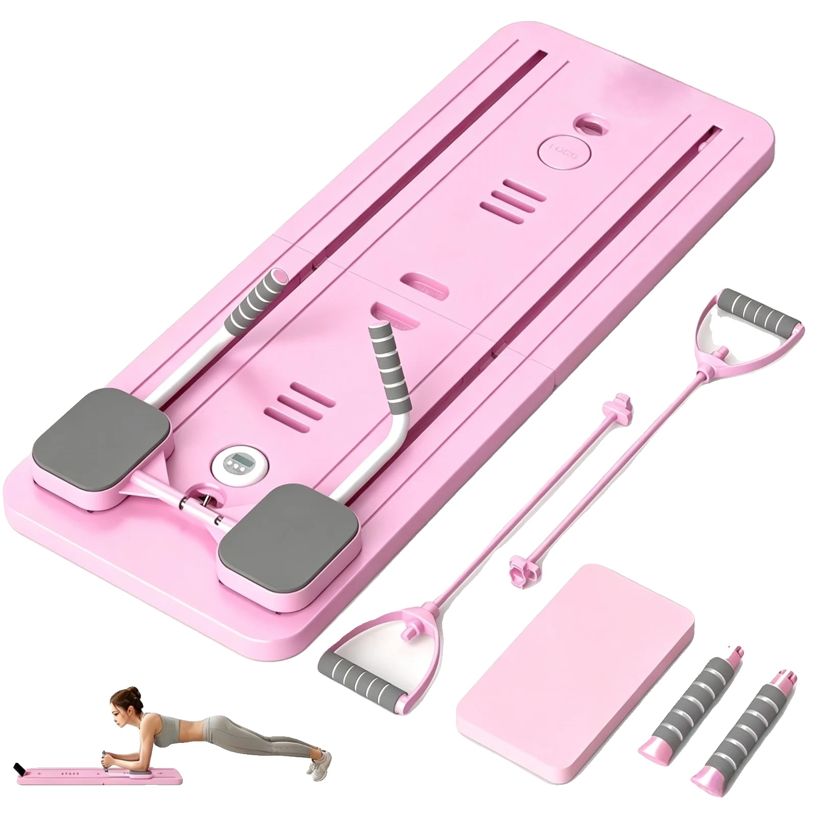 Pilates Board, Multifunktionale Nutzung, Verstellbares Design, Pink-b