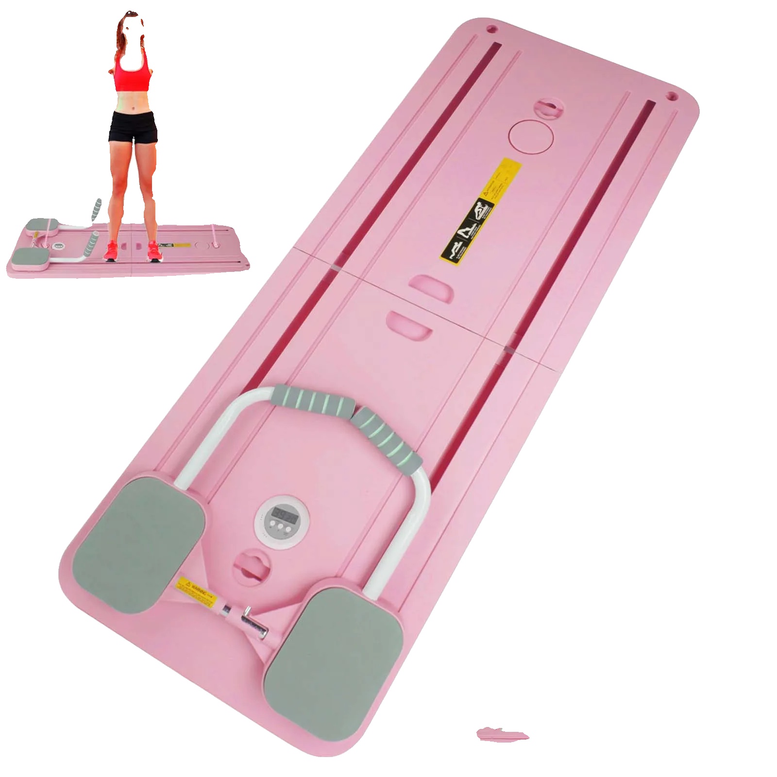 Bauchtrainer, Faltbares Design, Automatische Rückpralltechnologie, Rosa