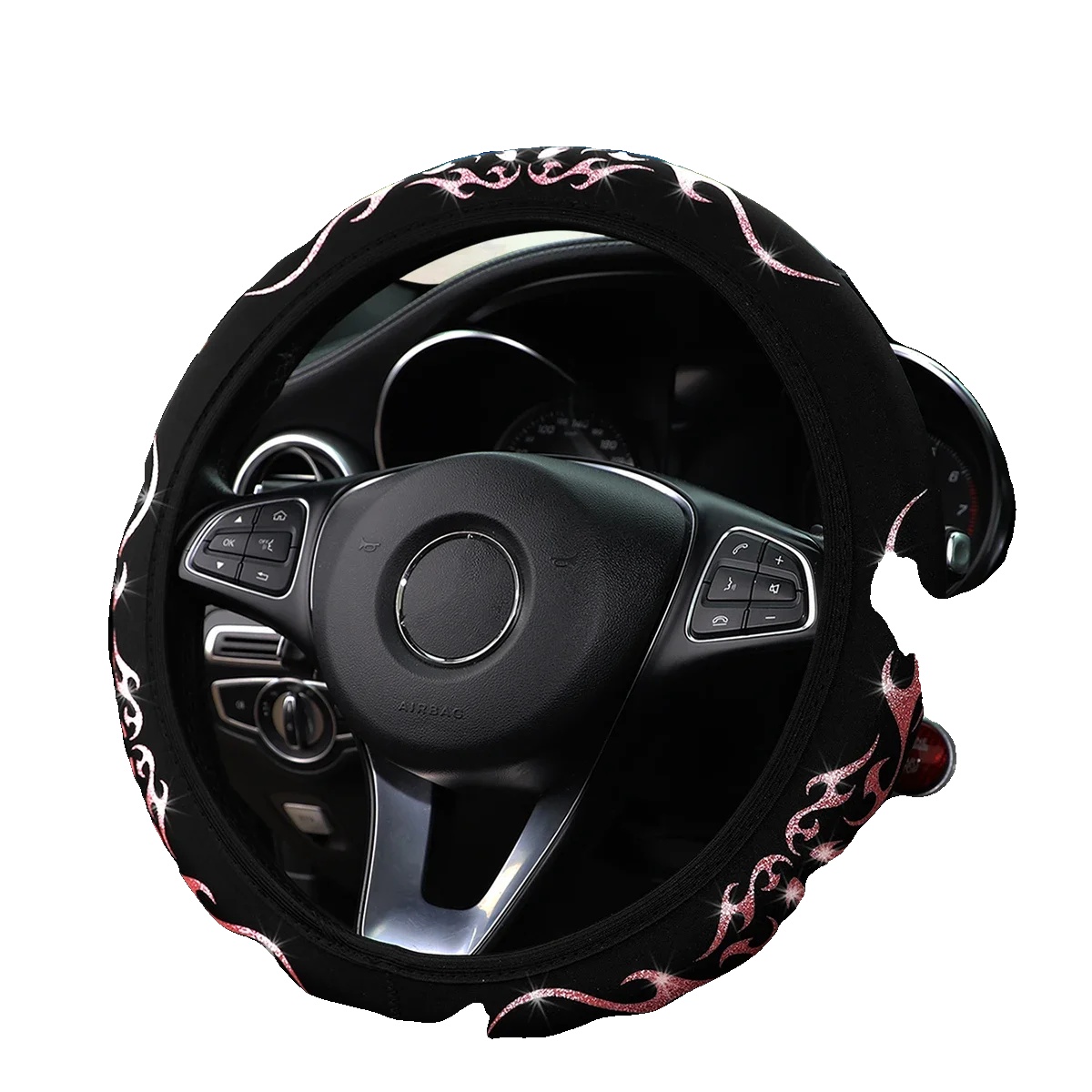 Lenkradbezug, Dynamischer Stoff, Universelle Passform, Rosa