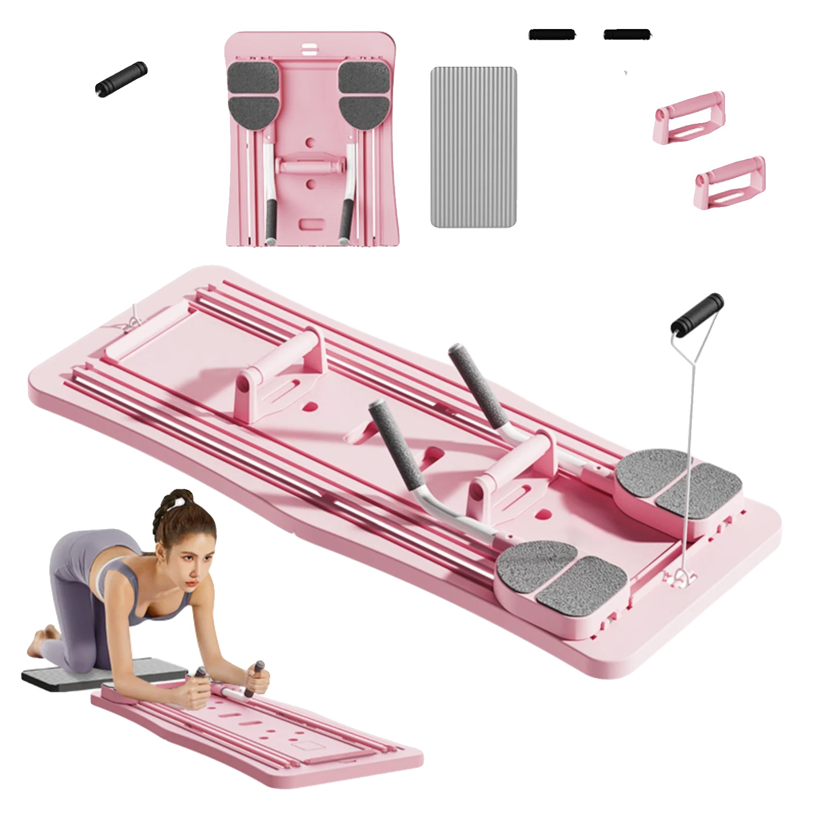 Kerntrainer, 4-in-1-funktionalität, Einschließlich Widerstandsbänder, Rosa