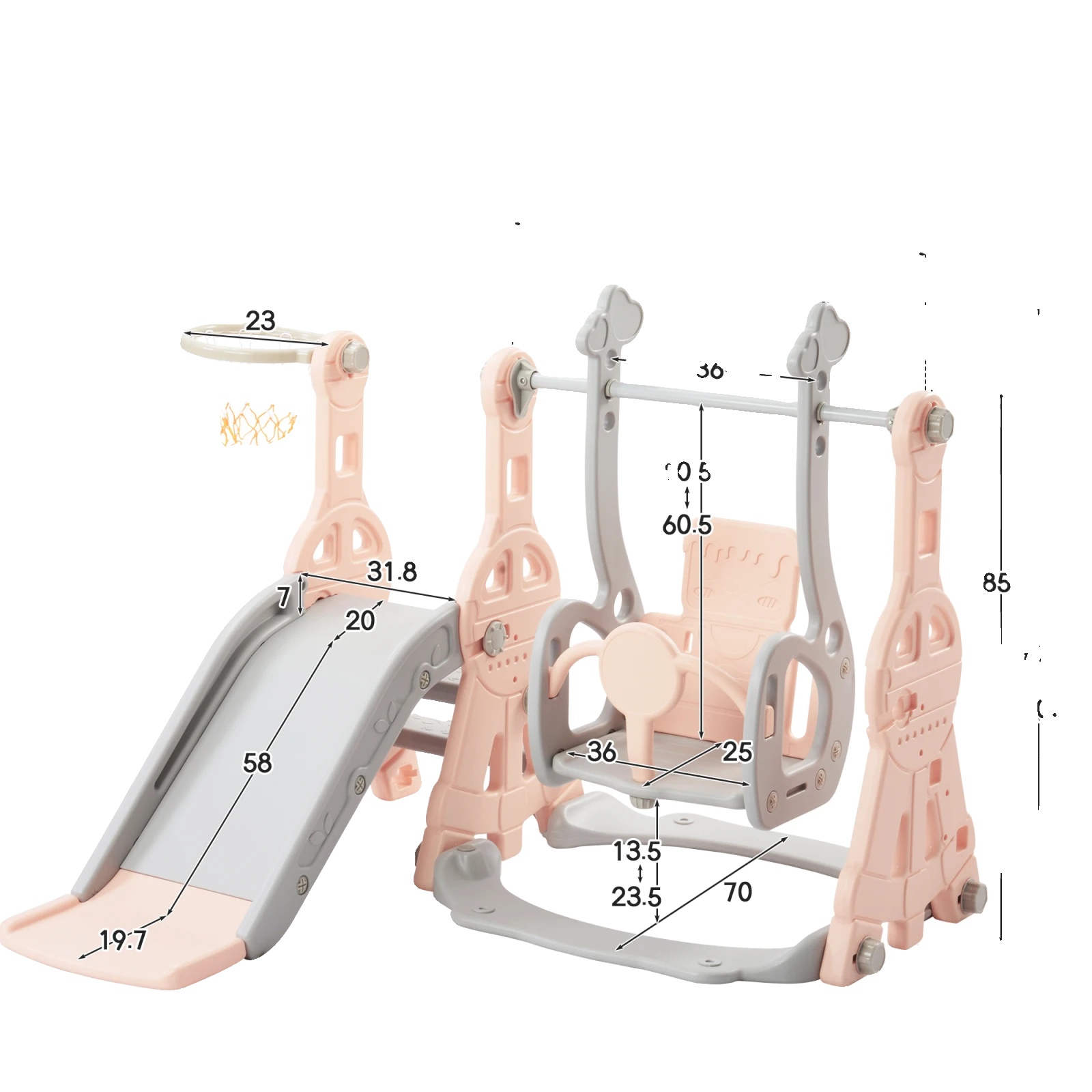 Innen- Und Außenspielplatz, 4-in-1 Aktivitätszentrum, Verstellbare Funktionen, Rosa