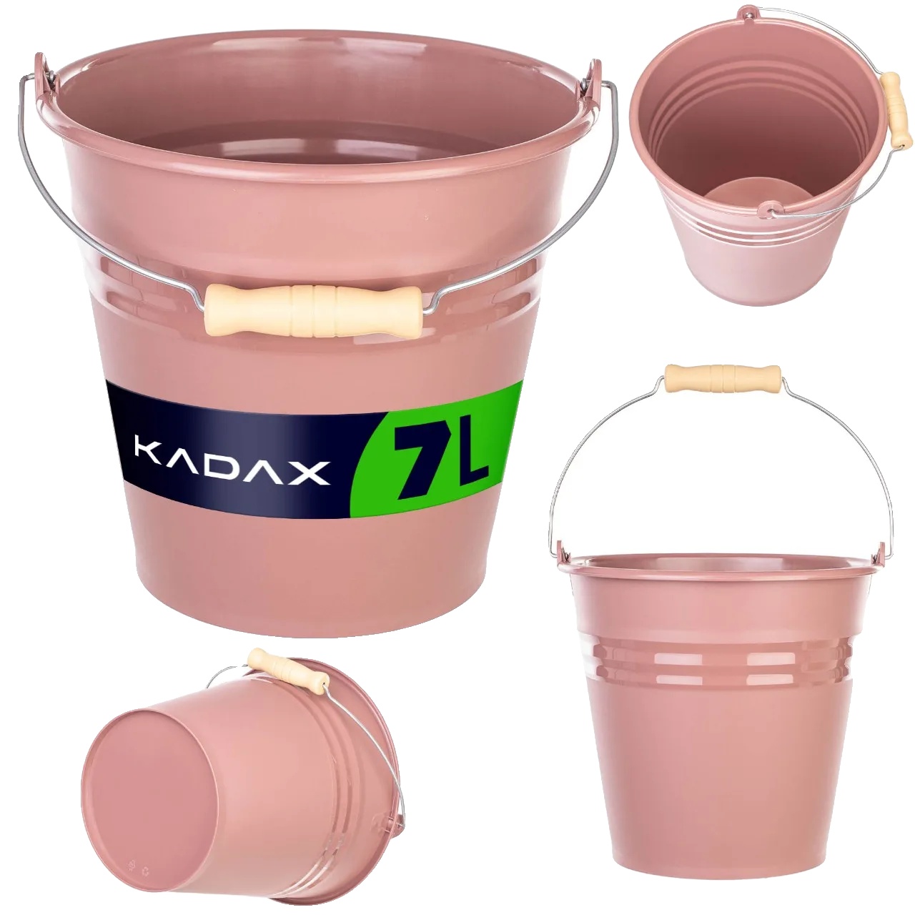 Eimer, 7l Fassungsvermögen, Ergonomischer Metallgriff, Rosa