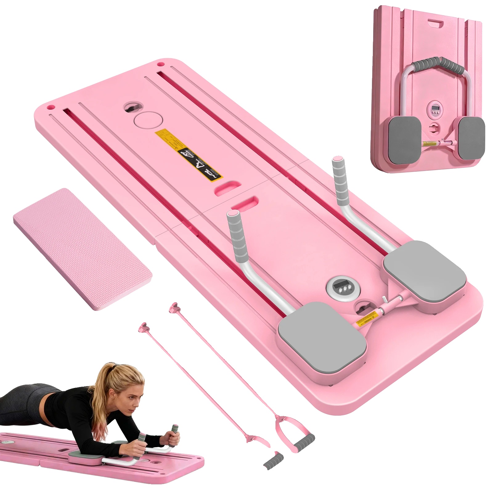 Fitness Board, Vielseitiges Trainingsgerät, Automatische Rückpralltechnologie, Rosa
