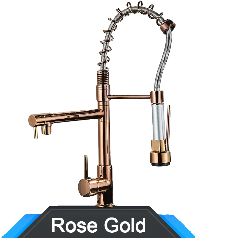 Küchenarmatur, Ausziehbare Sprühdüse, 360° Schwenkbarer Auslauf, Roségold