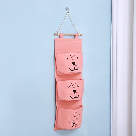 (einzeln Erhältlich) Hängeaufbewahrungstasche Mit 3 Fächern (22 X 60 Cm) — Wandorganizer, Geeignet Für Schlafzimmer Und Nachttisch — Mit Aufhängekordel (rot)