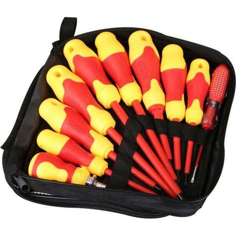 10-teiliges 1000-v-schraubendreher-set Mit Magnetischen Schlitz- Und Kreuzschlitzbits, Softgriffen, Für Reparaturarbeiten Von Elektrikern, Von Debuns