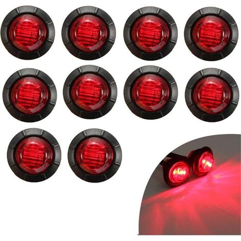 10er-pack 3/4"-led-seitenmarkierungsleuchten Für Lkw, Anhänger, Fahrerhausmarkierungen, Wohnmobilmarkierungen, Led-lichtleisten Für Boote, 12-v-bremslicht (rot), Von Debuns
