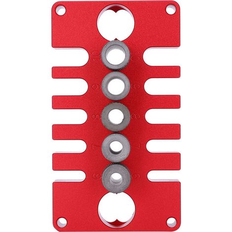3-in-1 Dübelpositionierungshilfe, Holzbearbeitungsbohrer, Rote Aluminiumlegierung, 08650, Von Debuns