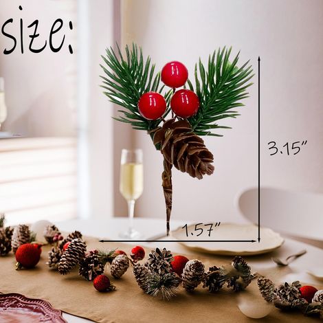 30 Künstliche Kiefernnadeln, Imitation Von Weihnachtsschmuck, Kleine Beeren, Tannenzapfen Für Blumenarrangements, Kränze, Hochzeiten, Weihnachtsbaumschmuck (30 Stück, Rot)