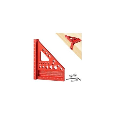 3d-mehrwinkel-zimmermannswinkel, Schreinerwinkel, Messlineal Für Holzbearbeitung, Multifunktionales Dreieckiges Zimmermannslineal Aus Aluminium (22,5 Bis 90 Grad), Rot