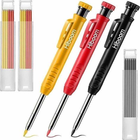 3er-pack Zimmermannsbleistifte Mit 21 Minen, Markierstift Mit Langer Spitze Und Tiefem Loch Sowie Integriertem Anspitzer – Das Perfekte Geschenk Für Zimmerleute Von Debuns.