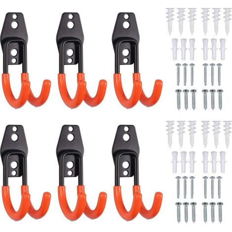 6-teiliges Set Garagenhaken Aus Stahl, Doppelte Mehrzweckhaken, Rutschfeste Gummihaken Für Kleinteile, Fahrräder, Seile, Leitern Usw. Von Debuns