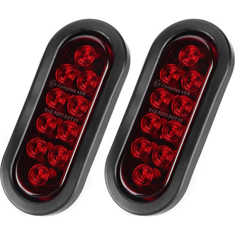 Debuns 10-led 6-zoll-seitenmarkierungsleuchte, 2er-pack, Wasserdichte Rote Ovale Rückleuchte Für Lkw, Aufbaumontage