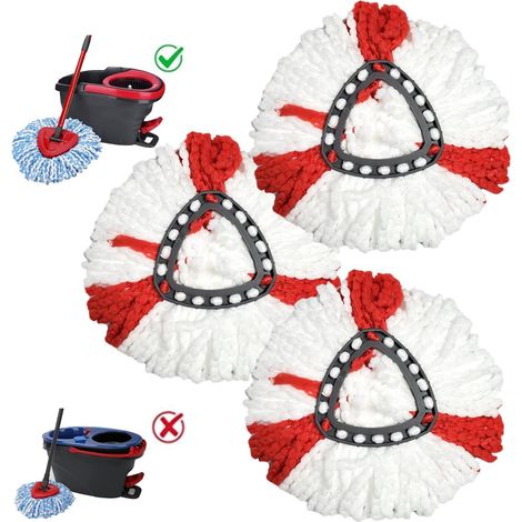 Geeignet Für Moppköpfe, Die Mit Dem Vileda 2-in-1 Turbo Mop Mikrofaser-ersatzkopf (rot, 3er-packung) Kompatibel Sind.