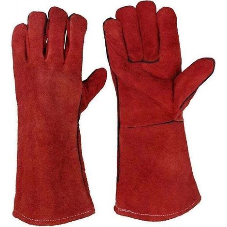 Hochwertige, Hitzebeständige Schweißerhandschuhe Aus Leder Mit Futter Für Holzöfen, Kaminöfen, Grills Und Als Gartenhandschuhe Für Herren Von Debuns