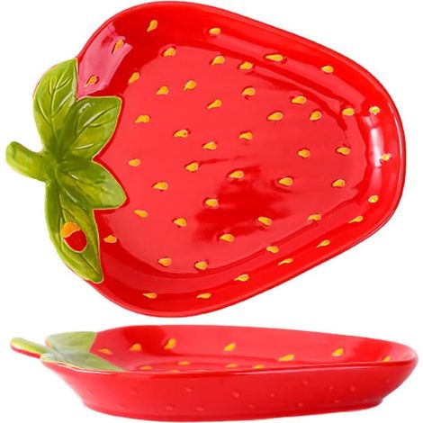 Kreativer, Fruchtförmiger Keramikteller Für Speise- Und Dessertgerichte – Obstteller – Erdbeeren – 1 Stück