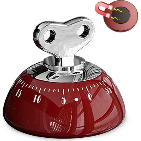 Mechanischer 60-minuten-timer – Lauter Alarm – Magnetische Befestigung – Ideal Für Küche, Arbeitszimmer, Sport Und Klassenzimmer – Rot