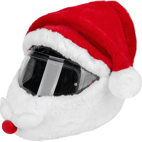 Motorradhelmbezug Mit Weihnachtsmannmotiv – Weihnachtsmotiv + Geeignet Für Herren – Weihnachtsmannmütze Als Dekoration / Helmzubehör / Weihnachtliches Motorradzubehör / Festlicher Helmbezug – Ideal Fü