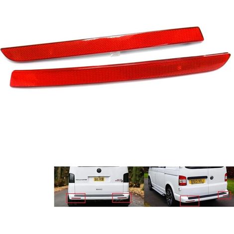 Rosvola Set Mit 2 Linken Und Rechten Heckstoßstangenreflektoren Für Ford Transporter T5, Caravelle Und Multivan (2012–2016), Rot