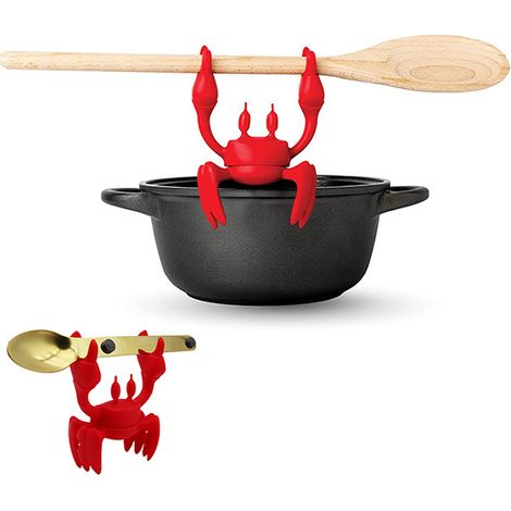 Rote Krabben-silikon-besteckablage – Silikon-löffelablage – Hitzebeständig – Entgasend, Essstäbchenablage Und -halter (2 Stück)