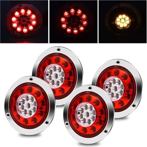 Runde Led-rückleuchte Mit 19 Leds – Ip65 Wasserdicht – 12v/24v – Brems- Und Blinklicht – 4er-pack Für Anhänger Und Lkw