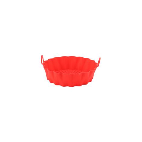 Runde Silikon-heißluftfritteusenschale – 19 Cm – Hitzebeständig – Rot