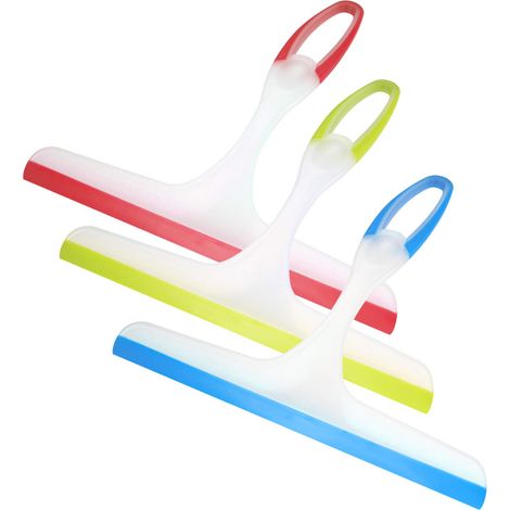 Set Aus 3 Duschabziehern, Gummiabziehern Zur Fensterreinigung, Kunststoff-reinigungsringen Für Spiegel, Badezimmer, Fenster, Böden Und Glasflächen.