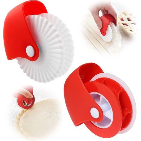 Set Bestehend Aus 2 Teigrädchen, Einem Teigdekorateur, Einem Teigrädchen Mit Ausstecher, Teigklammern Für Ausgerollten Teig, Backutensilien Für Apfelkuchen Oder Ravioli-teig.