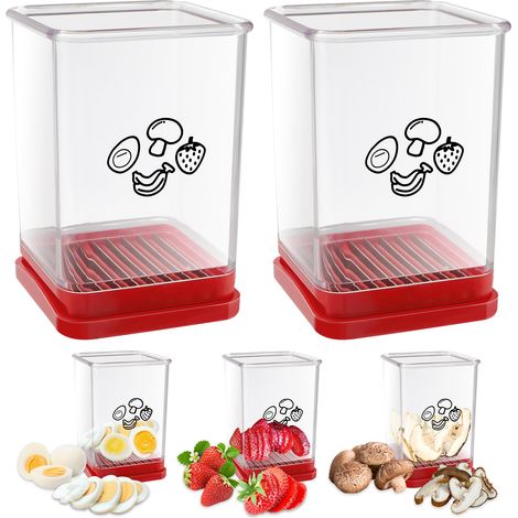 Set Mit 2 Obstschneidern Mit Schutzdeckel Und Aufbewahrungsbox, Gemüseschneider Aus Edelstahl, Schnelles Schneiden, Küchenutensil Für Erdbeeren Und Bananen
