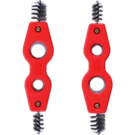 Set Mit 2 Roten 4-in-1-rohrreinigungsbürsten Aus Kupfer, Geeignet Für Pvc-, Ppr-, Kupfer-, Messing- Und Aluminiumrohre. Handwerkzeug.