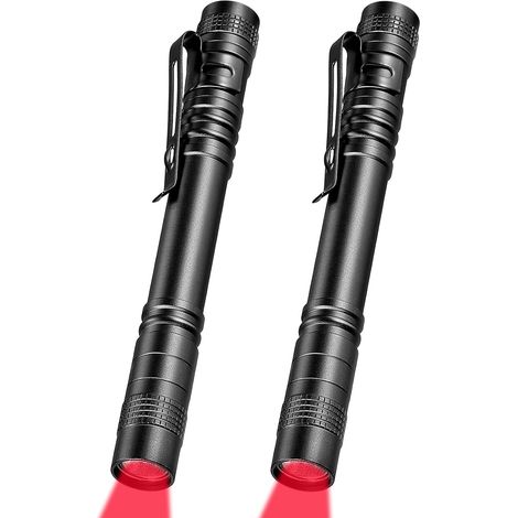 Set Mit 2 Roten Taschenlampen – Stiftförmige Rote Led-taschenlampe, Leistungsstarke Taschenlampe Für Nachtastronomie, Luftbeobachtung Und Umweltfreundliche Strandaktivitäten