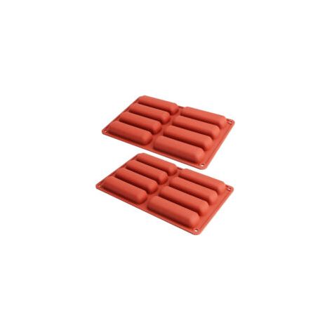 Set Mit 2 Rechteckigen Silikonformen Für Kuchen Und Kekse, Ziegelrot
