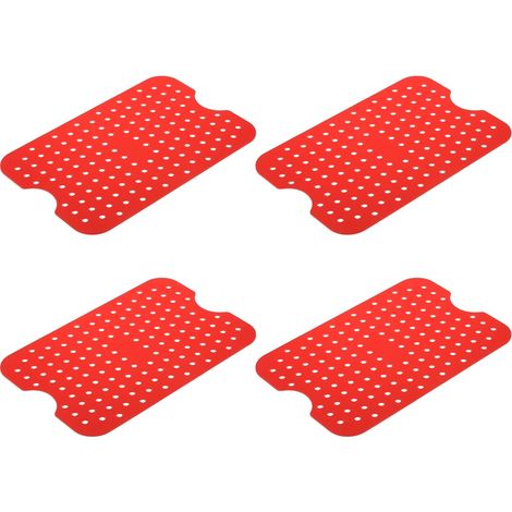 Silikon-kochmatte Für Heißluftfritteusen (5 X 8 Zoll) – Antihaftbeschichtung – Rot – Für Heißluftfritteusen Mit Doppelkorb