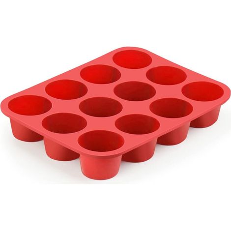 Silikon-kuchenform – Für 12 Muffins – Ideal Für Cupcakes, Puddings, Kuchen Und Brownies – Rot