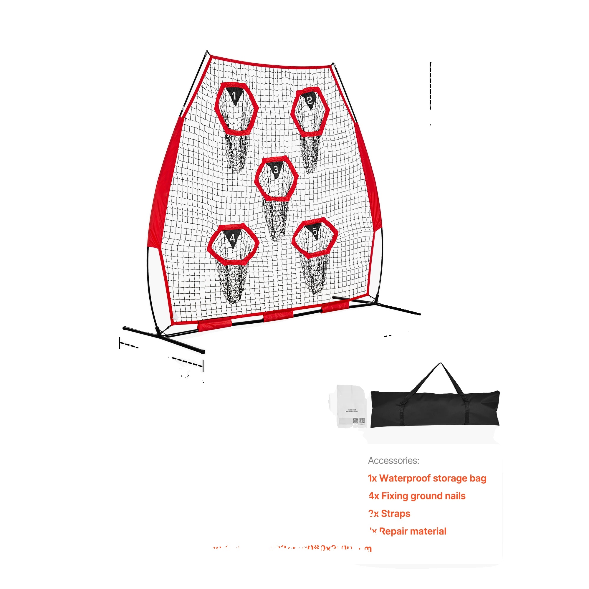 Fußballtrainer, Verstellbare Zieltaschen, Langlebiges Netzdesign, 7x7 Zoll Rot