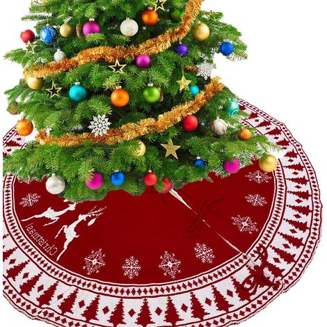 Weihnachtsbaumdecke, Baumfußabdeckung – Gestrickt Mit Schneeflocken- Und Rentiermuster, Geeignet Für Weihnachtsdekorationen – 95 Cm, 1 Stück