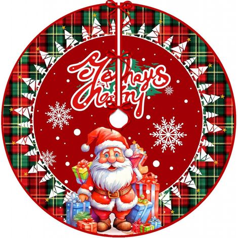 Weihnachtsbaumdecke, Weihnachtsbaumdecke Mit Weihnachtsmannmotiv, Klassischer Weihnachtsteppich, Winterliche Partydekoration Für Drinnen Und Draußen (122 Cm)
