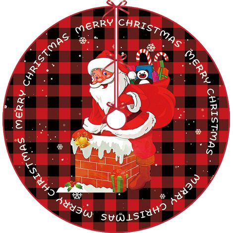Weihnachtsbaumdecke, Rote Weihnachtstischdecke, Weihnachtsdekoration, Weihnachtsmann, Weihnachtsbaumschmuck 90 Cm