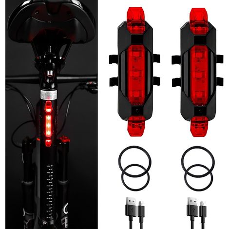 Wiederaufladbares Led-fahrradrücklicht Per Usb (2 Stück) - Wasserdicht - 4 Modi - Sicherheitssignallicht Für Mountainbikes (herren, Damen, Kinder)