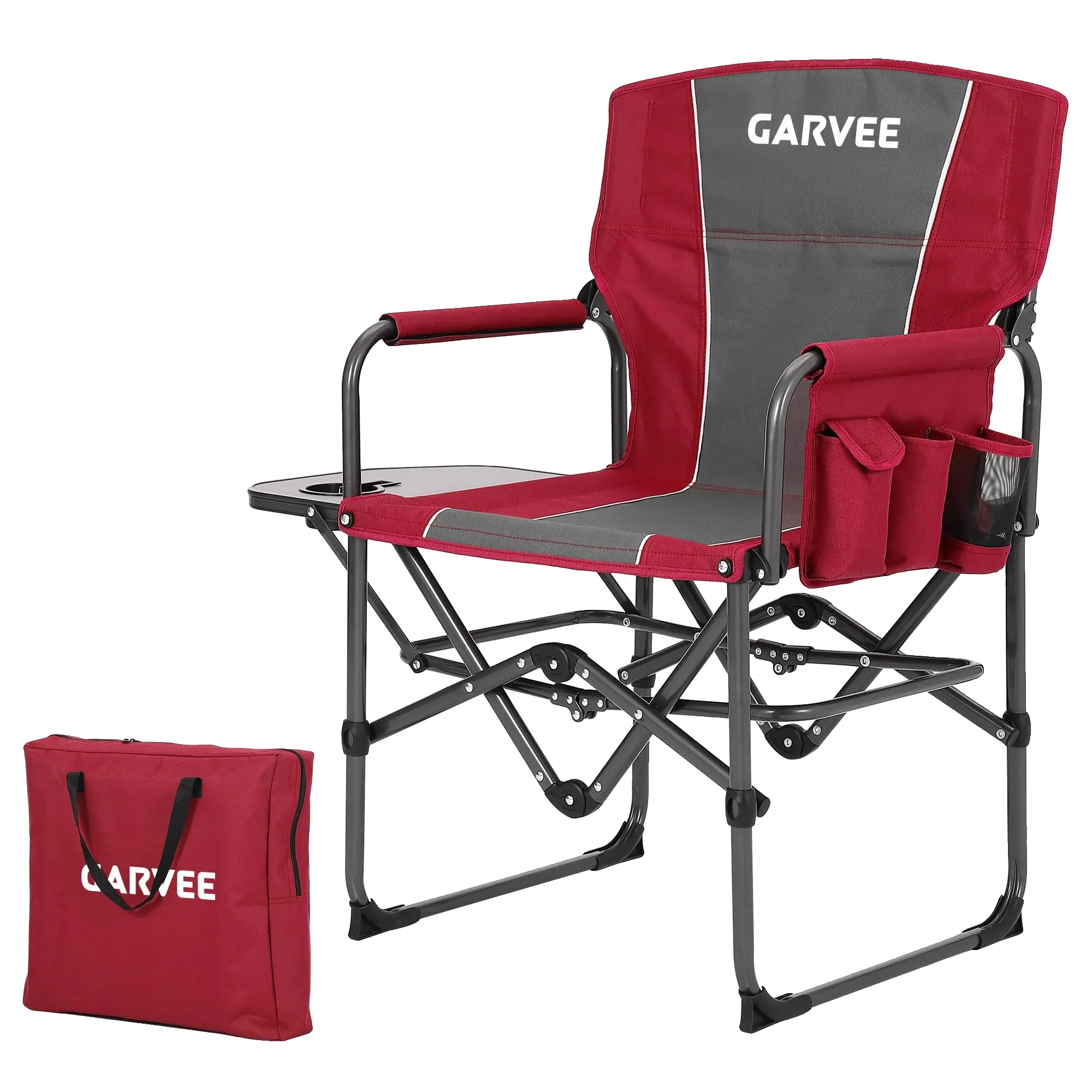 Camping Klappstuhl, Tragbares Design, Becherhalter, Rot