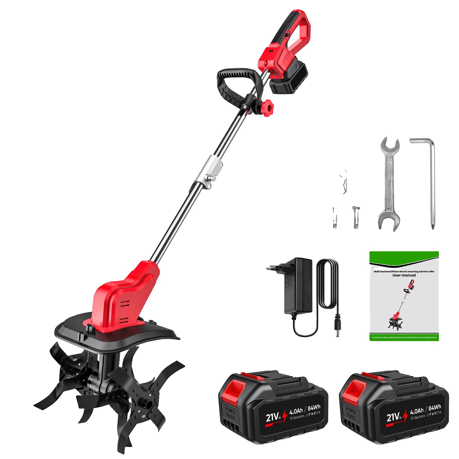Elektrischer Kultivator, 21v, 550w, Mit 2xbattery