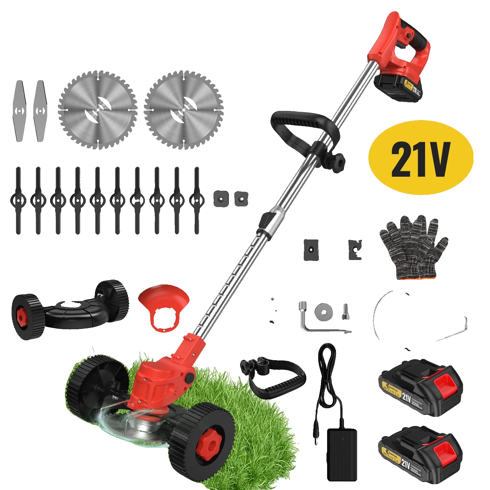 Unkrautbürstenrad, Hochkohlenstoffstahl, 6/8 Zoll Kompatibilität, Rote 2 Batterie