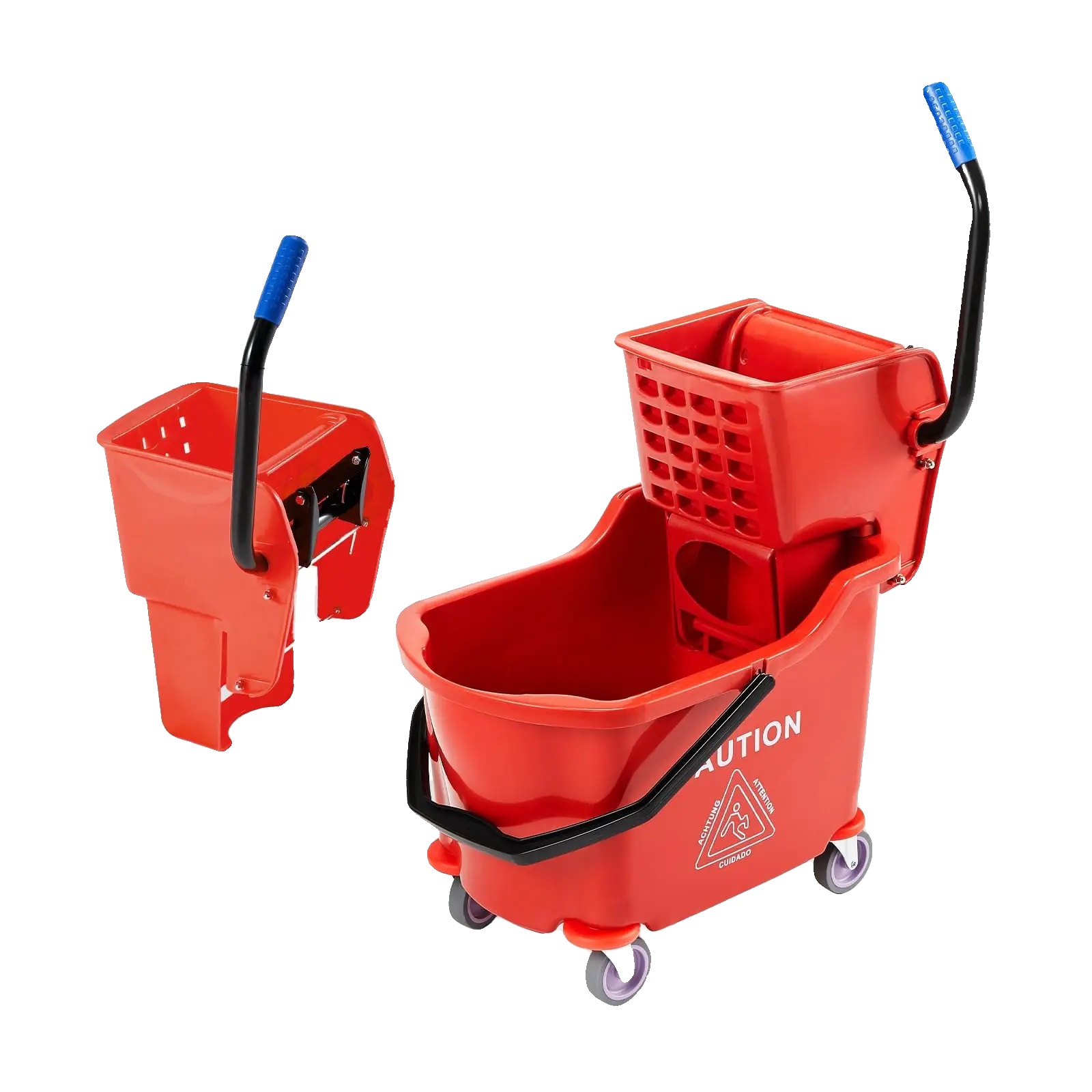 Moppwagen, Dual-compartment, Ergonomischer Griff, Rot