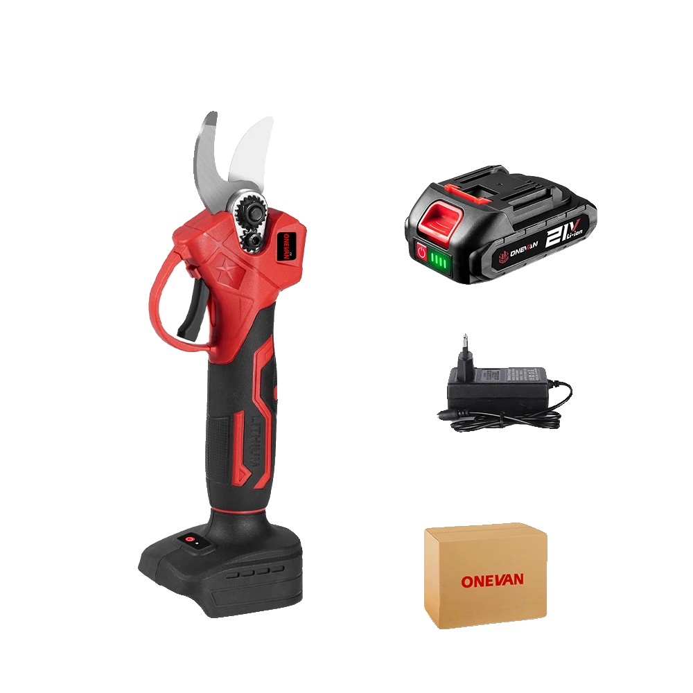 Elektrische Baumschneider, Bürstenloser Motor, Leichtes Design, Rotes 1 Batterien Set