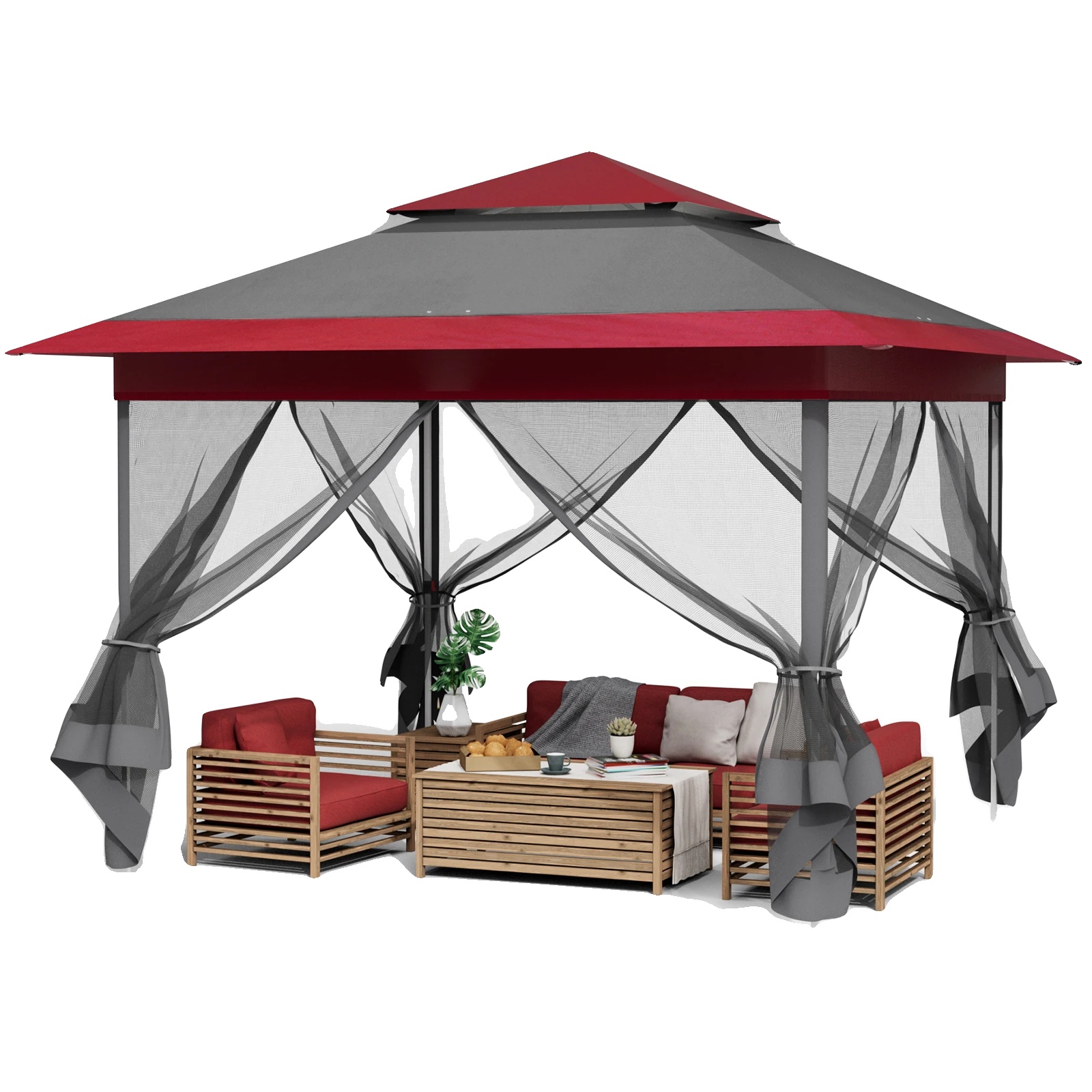 Pavillon, Wasserdicht, Höhenverstellbar, Rot Und Dunkel