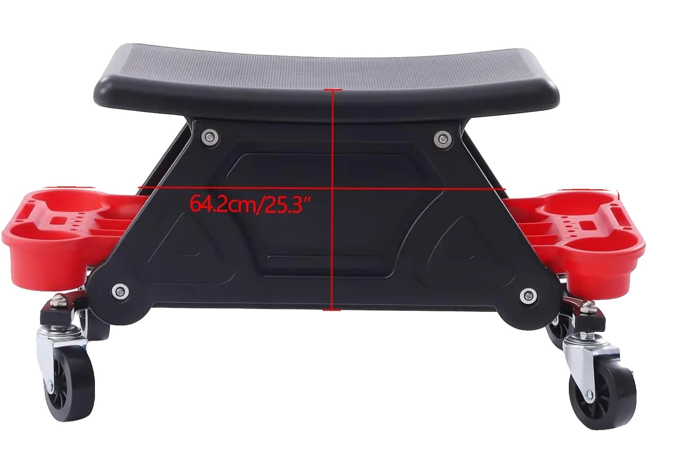Mechanikerhocker, Langlebiges Pp- Und Eisenmaterial, 4 Universalräder, Rot