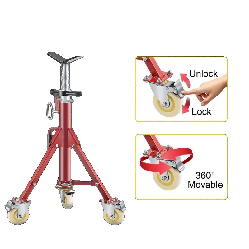 Faltbarer Rohrstütze, Tragfähigkeit 400 Kg, Höhenverstellbar 71 - 131 Cm, Rohrkapazität 0,32 - 30,48 Cm, Stahlmaterial, Mobil Mit Rollen